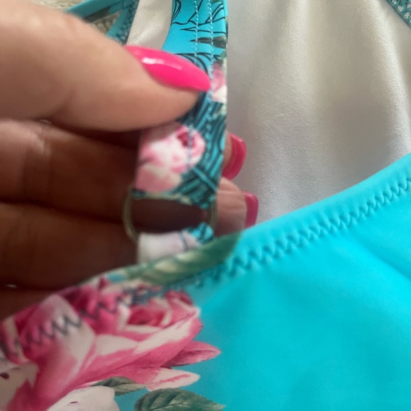 Cupshe Blue & Pink Floral One Piece Swimsuit Women’s size 0X - Picture 8 of 16